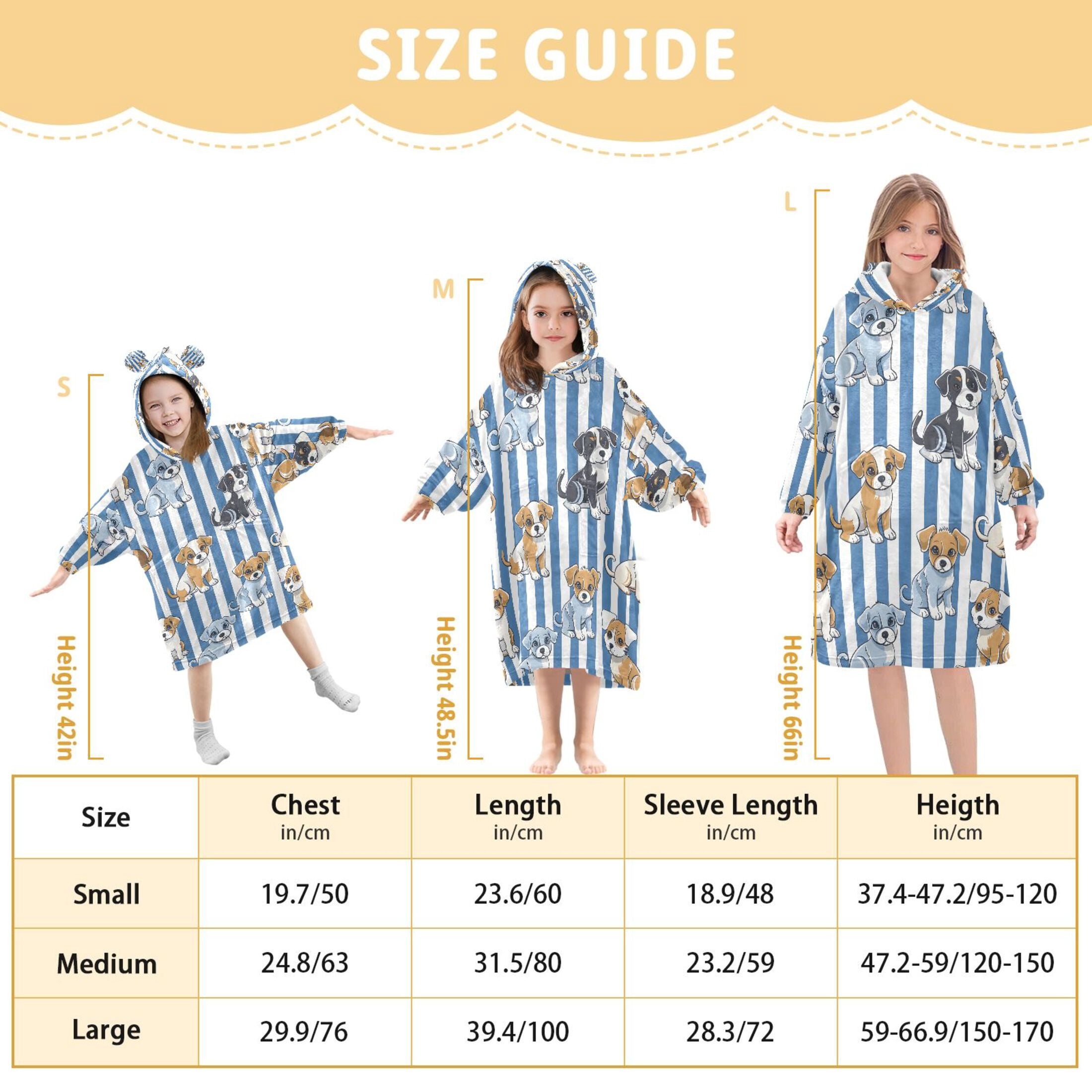 joogoo Wearable Blanket Hoodie for Cartoon Puppy Dog Stripes Flannel Sherpa Pocket 3-14 YR S