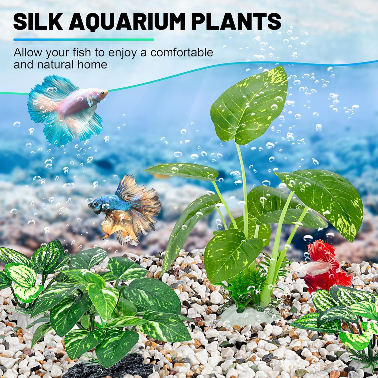 Betta Fish Tank Decor, Silk Aquarium Plants for Aquarium and Fish Tank Decoration