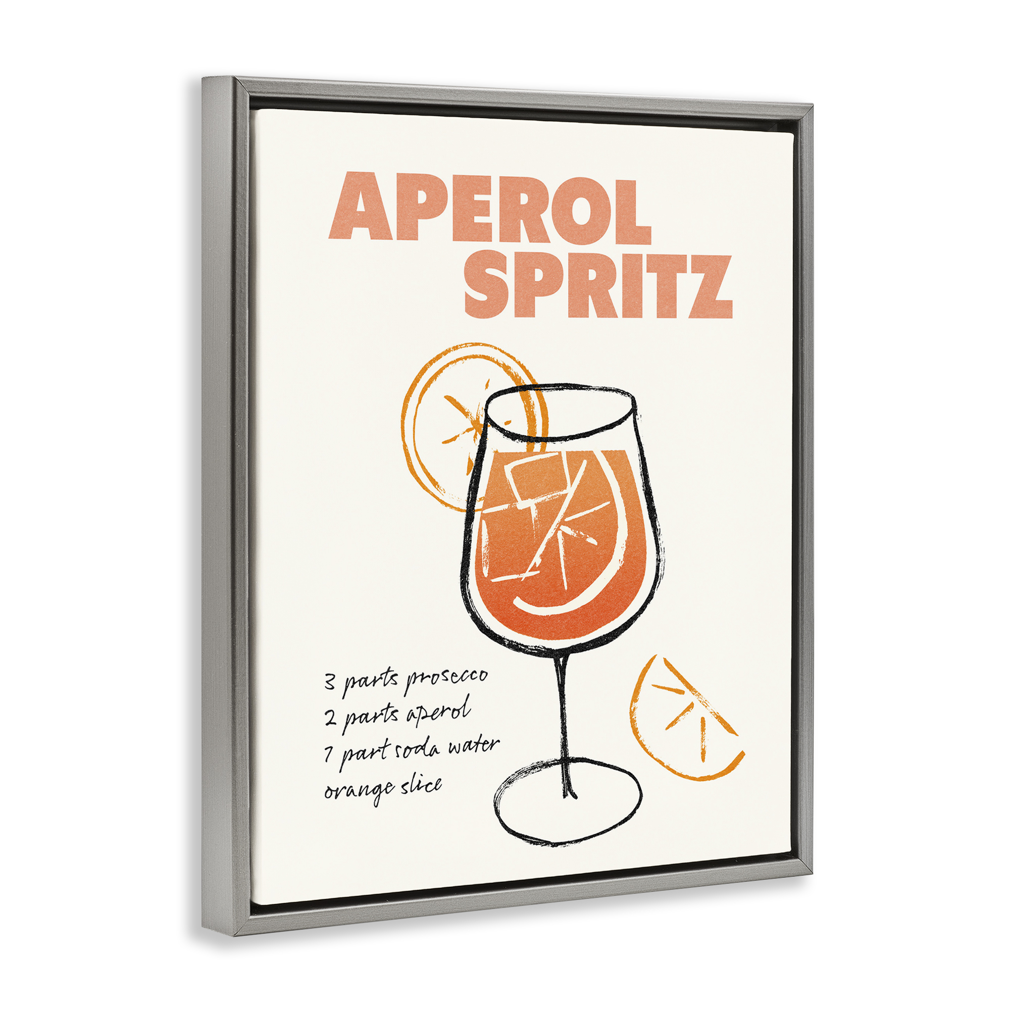 Stupell Industries Aperol Spritz Recipe Food & Beverage Painting Gray Floater Framed Art Print Wall Art, 25 x 31