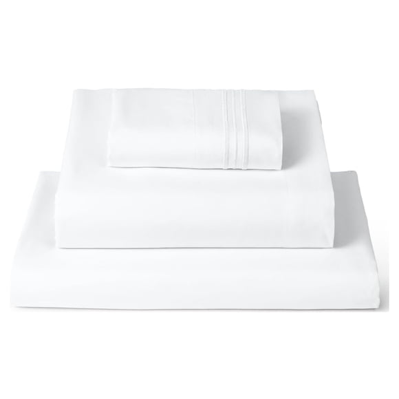 Juego de sábanas Mellanni Iconic Collection, talla doble, color blanco