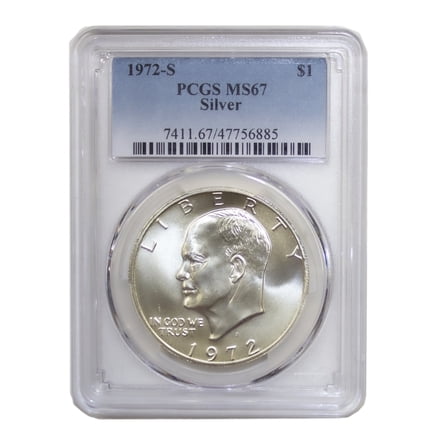 1972 Silver Eisenhower Dollar - PCGS MS67 - 40% Silver Graded Coin