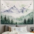 thumbnail image 2 of ONETECH Mountain Forest Tapestry, Misty Foggy Sage Green Tree Landscape Watercolor Art Wall Tapestries, Nature Scenery Tapestry for Bedroom Living Room Backdrop, 2 of 6