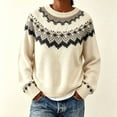 thumbnail image 4 of Women's Fair Isle Sweater Crew Neck Long Sleeve Loose Fit Casual Pullover Top, 4 of 5