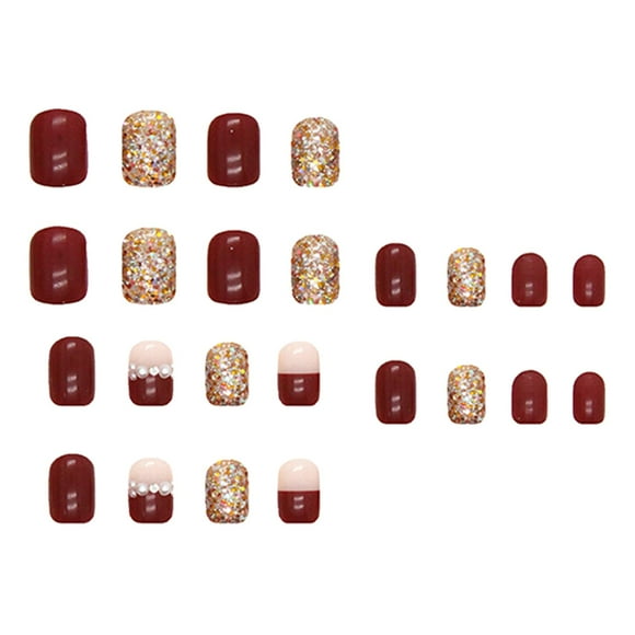 24 piezas en uñas Uñas postizas Decoración de uñas Brillo Uñas postizas brillantes para mujeres Niñas Boda Día de San Valentín Vacaciones jinwen Prensa en las uñas