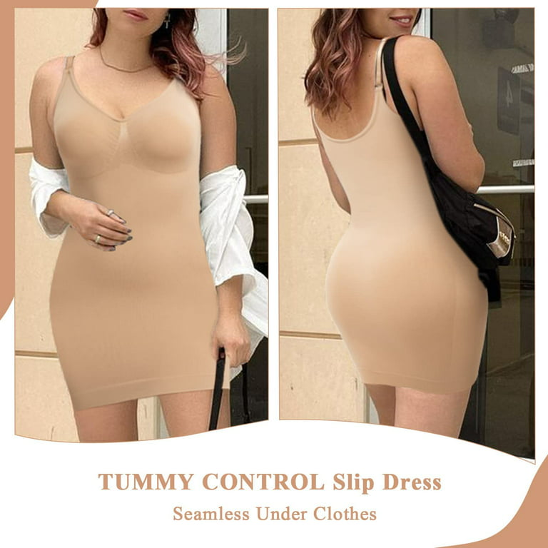 Vaslanda Shapewear Slip Dress for Women Tummy Control Camisole Full Slip  Under Dress Seamless Body Shaper