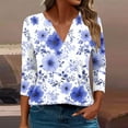 thumbnail image 2 of CYMMPU Tunic Tops 3/4 Sleeve Spring Tops V Neck Fall Trendy Shirts Loose Fit Flower Pattern Blouses for Women Dressy Casual Business Elegant Work Tops T-Shirts L, 2 of 5