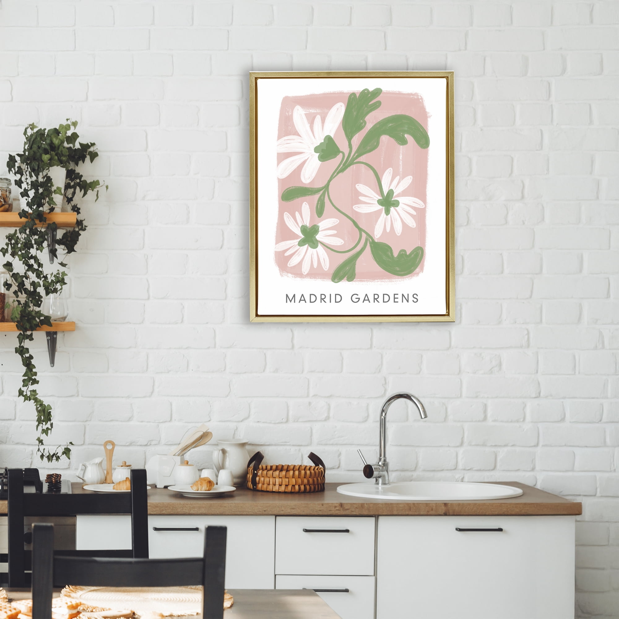 Stupell Industries Madrid Gardens Pastel Blooms Gold Framed Floater Canvas Wall Art, design by Lucille Price