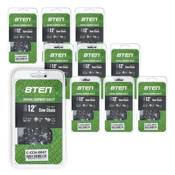 Full Chisel Chainsaw Chain 12 inch .043 3/8 LP 45 DL for Echo Husqvarna 10 Pack 810-CCC2269H