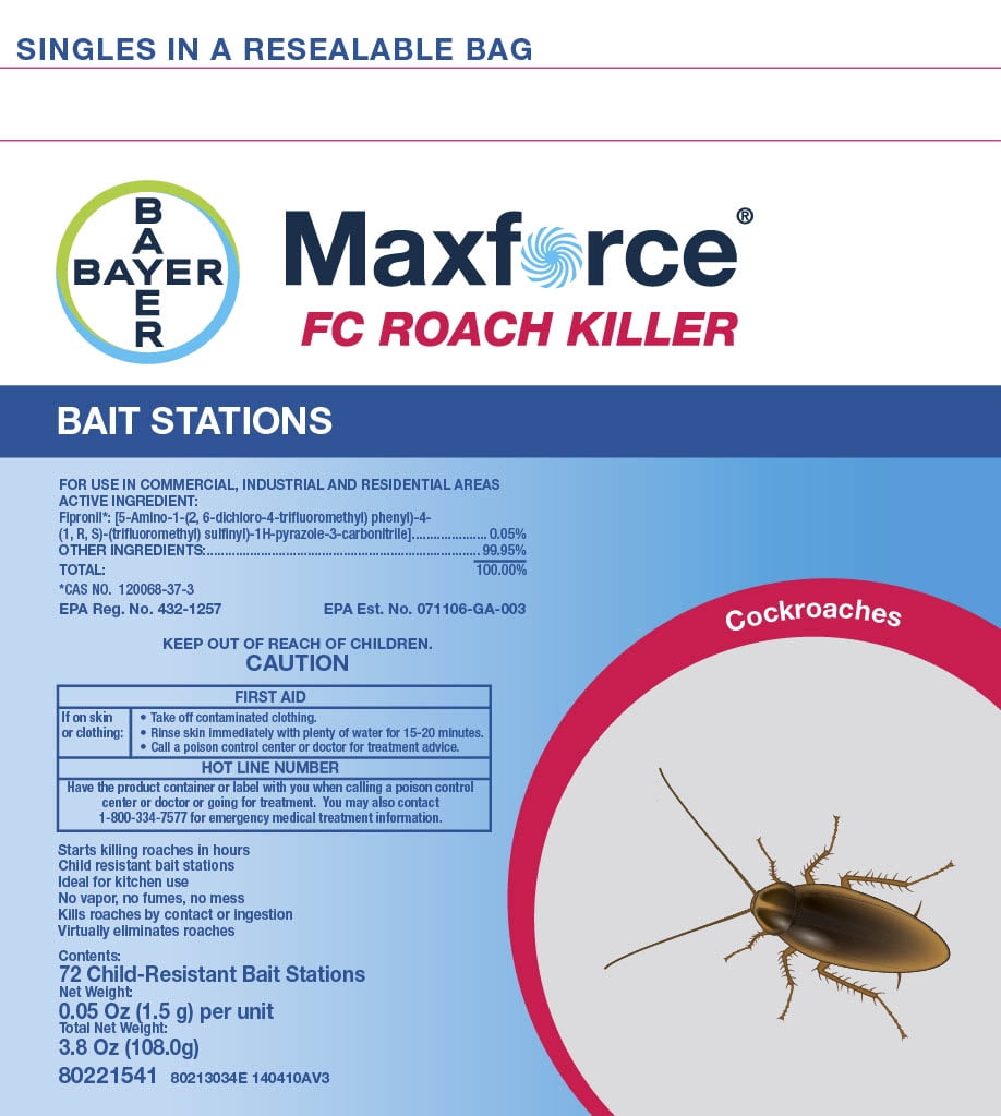 Maxforce FC Roach Killer Bait Stations - Kills German & Brown-Banded Cockroaches - 72 Stations per Bag by Bayer