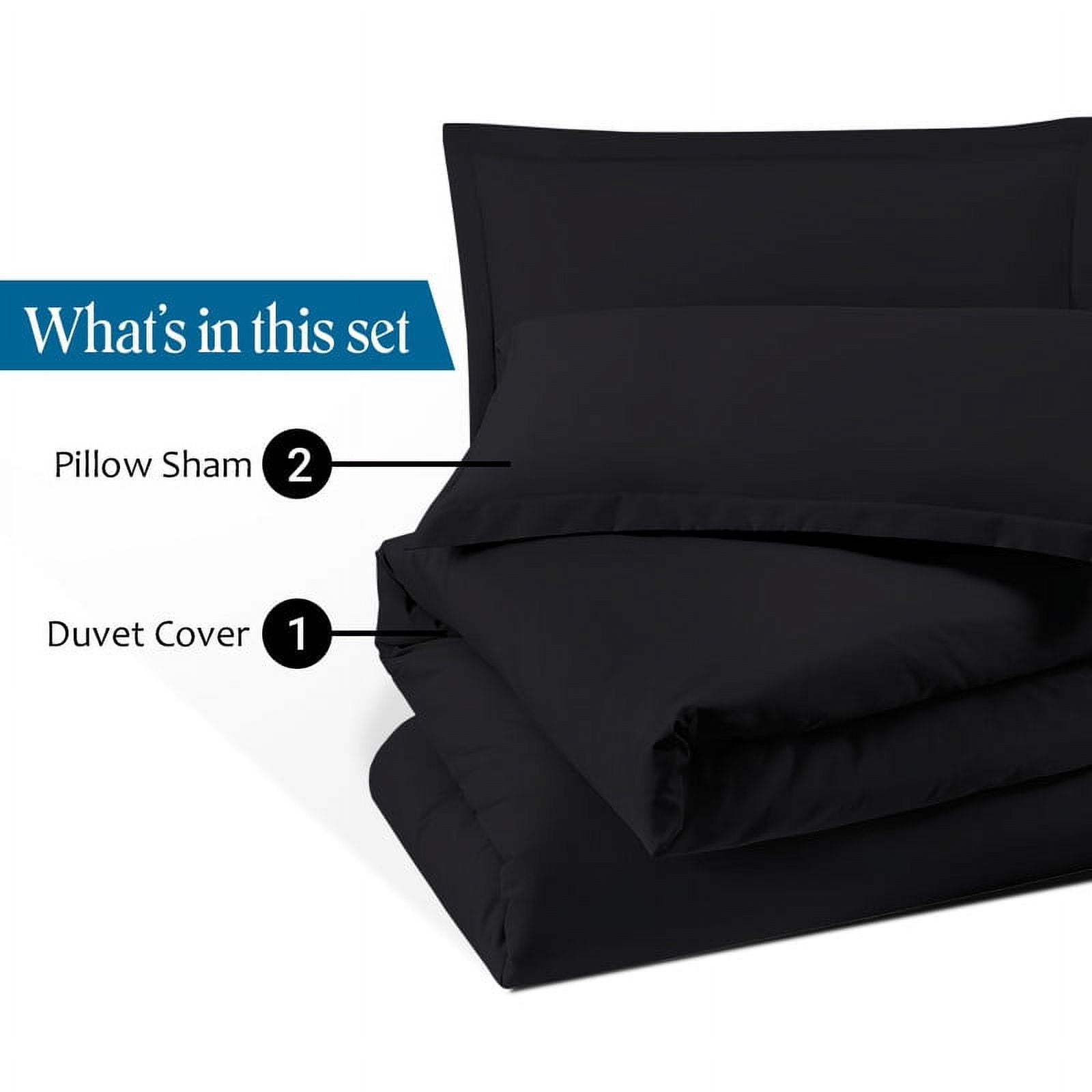 700 Thread Count 100% Egyptian Cotton 3 Piece Duvet Set with Zipper Closure & Corner Cal King/King 3 Pc Duvet Set Color Black Solid