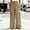Khaki wide leg pants for women a1, variant on Cagogo Women Wide Leg Elastic Waist Pants Casual Loose Flowy Long Trousers with Pockets for Summer Vacation Beach Lounge Wear, Black 2XL