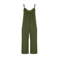 thumbnail image 4 of QATAINLAV Sales Today Jumpsuits for Women Summer Casual Cotton One Piece Overalls Baggy Flowy Wide Leg Palazzo Pants V Neck Romper with Pockets Army Green XL, 4 of 9