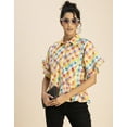 thumbnail image 5 of Moomaya Printed Cotton Short Sleeve Peplum Top - Shirt Collar, Chic Top, 5 of 9