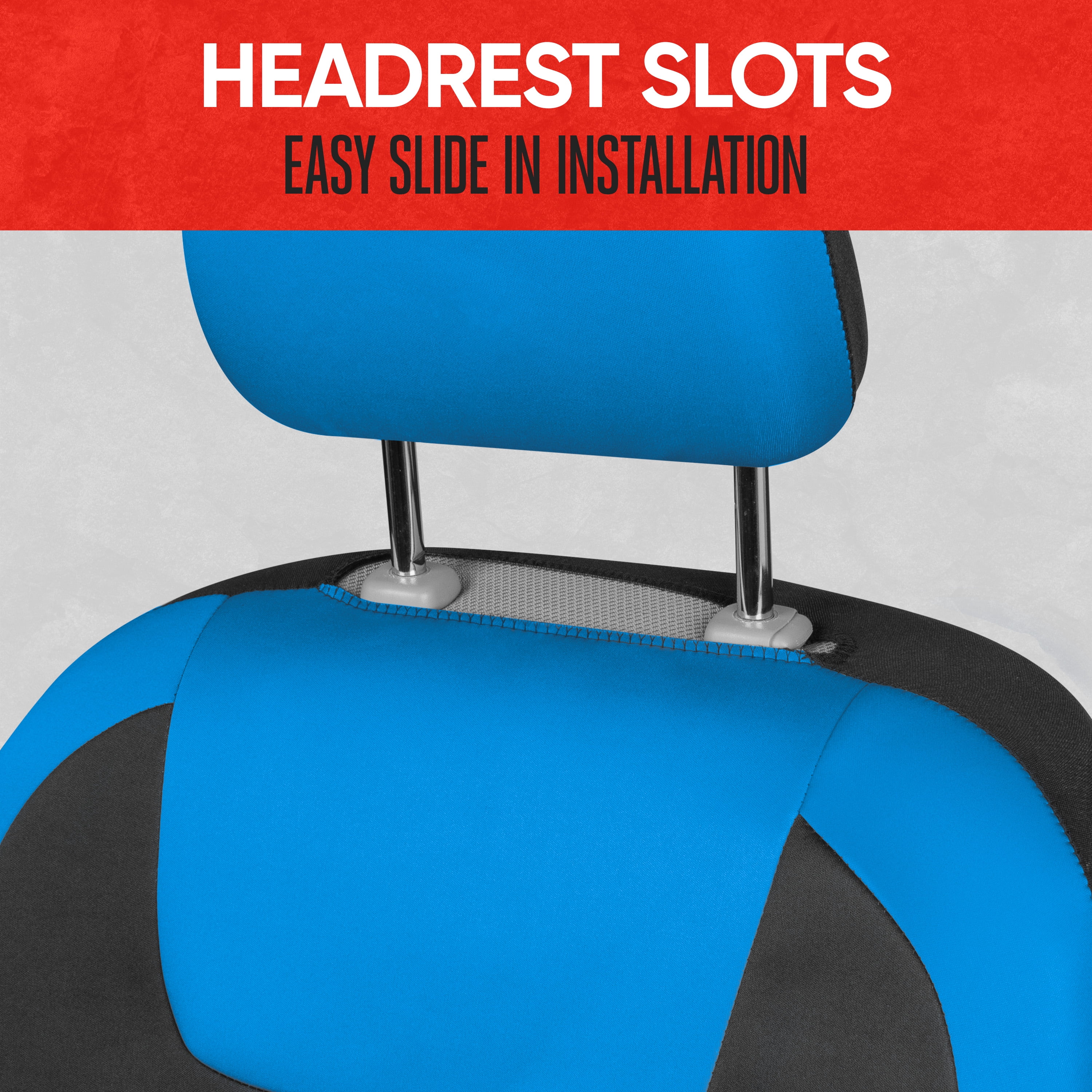 Motor Trend Blue/Black Waterproof Seat Covers for Front Seats – Premium Neoprene Blue Seat Covers, Car Seat Protectors with Removable Headrest, Interior Covers for Auto Truck Van SUV