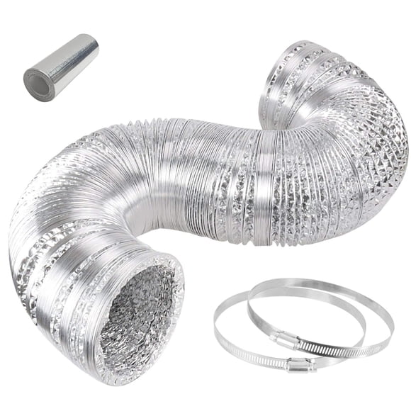 Conducto flexible de aluminio iPower de 4 pulgadas y 8 pies con 2 abrazaderas