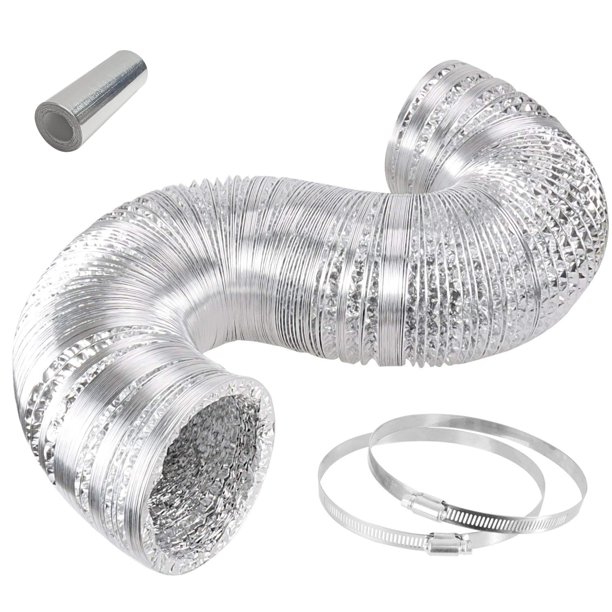 Conducto flexible de aluminio iPower de 4 pulgadas y 8 pies con 2 abrazaderas