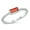 Red, variant on Pink Cubic Zirconia Sideways Rectangular Center Ring Sterling Silver Size 7