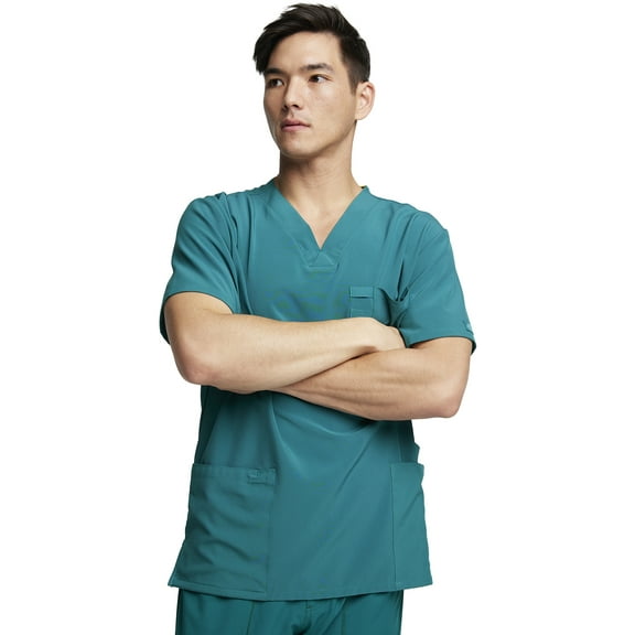 Dickies EDS Essentials Scrubs Top for Men V-Neck DK645, XS, Hunter Green