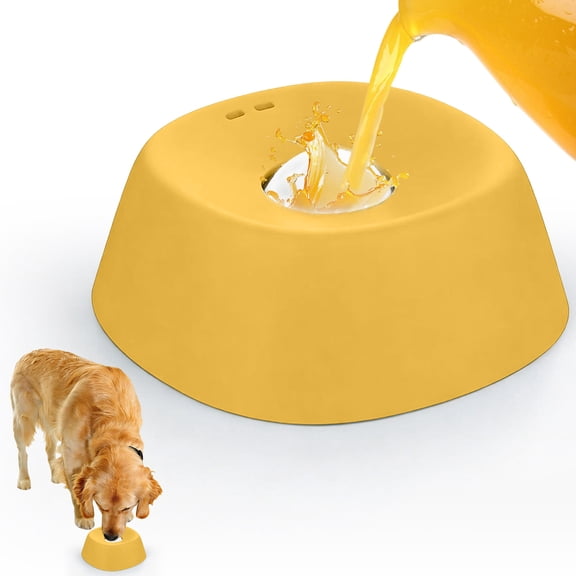 Dog Lick Bowls Slow Feeder Dog Bowls Liquid Treat 3/4 Cup Yogurt Pup Lick Toy for Large Medium Small Breeds Dietary Yellow