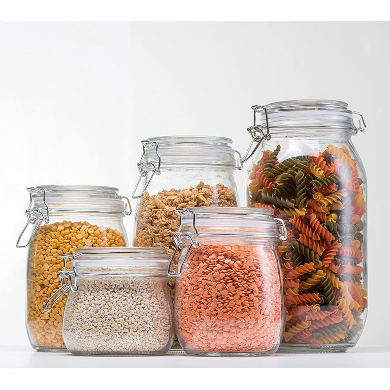  CHEFSTORY 50oz Airtight Glass Jars with Lids, 3 PCS Food Storage  Canister for Kitchen & Pantry Organization and Storage, Square Mason Jar  Containers for Storing Sugar, Flour, Cereal,Coffee,Cookies : Home 