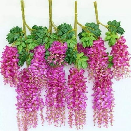 E Joy 12 Piece Artificial Wisteria Vine Ratta Silk Hanging Flower E Joy 12 Piece Artificial Wisteria Vine Ratta Silk Hanging Flower Wedding Decor Purple Red