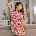 thumbnail image 3 of Balery Cherry Bow Pattern Womens Short Sleeve Sleepshirt Scoopneck Cute Nightdress Comfy Nightgown Loungewear Dress, 3 of 6