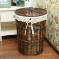 thumbnail image 2 of Laundry Hamper Handwoven Willow Clothes Basket Laundry Basket with Liner & Lid, 2 of 10