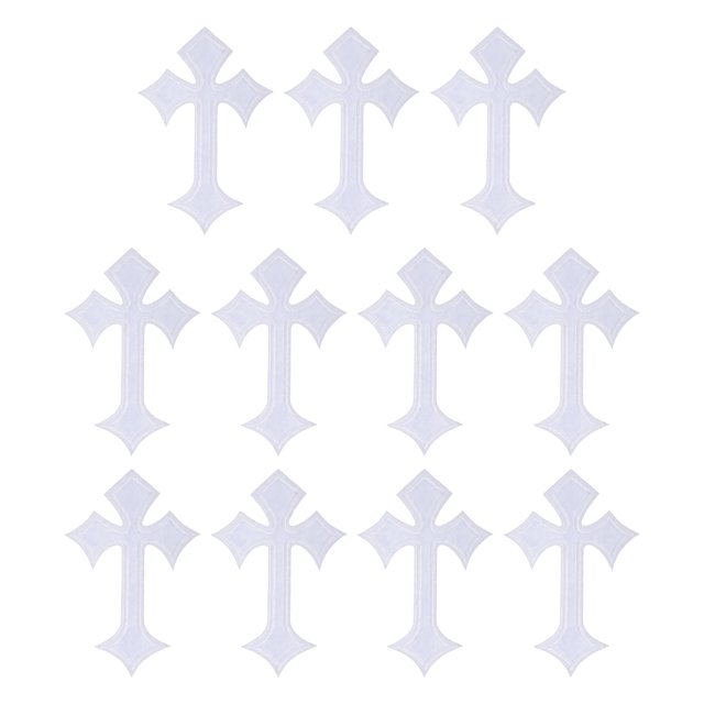 Parches de Planchar en Cruz Uxcell, Parchment Bordado para Reparación de Mochilas, Ropa, Zapatos, Sombreros DIY Blanco