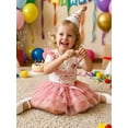 thumbnail image 6 of BemeyourBBs Kids Toddler Baby Girl Birthday Outfit 1 2 3 4 Years Old Birthday Summer Clothes Ruffle Short Sleeve Embroidery Letters T-shirt with Tulle Tutu Skirt Set, 6 of 9