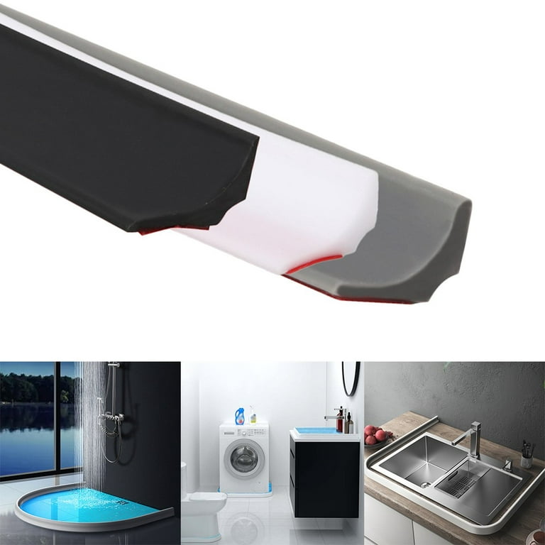 Shower Water Barrier, Self-Adhesive Corner Shower Splash Guard Rubber Bath Seal Strip, for Bathroom and Kitchen Sink Edging, by Stuffygreenus, Size