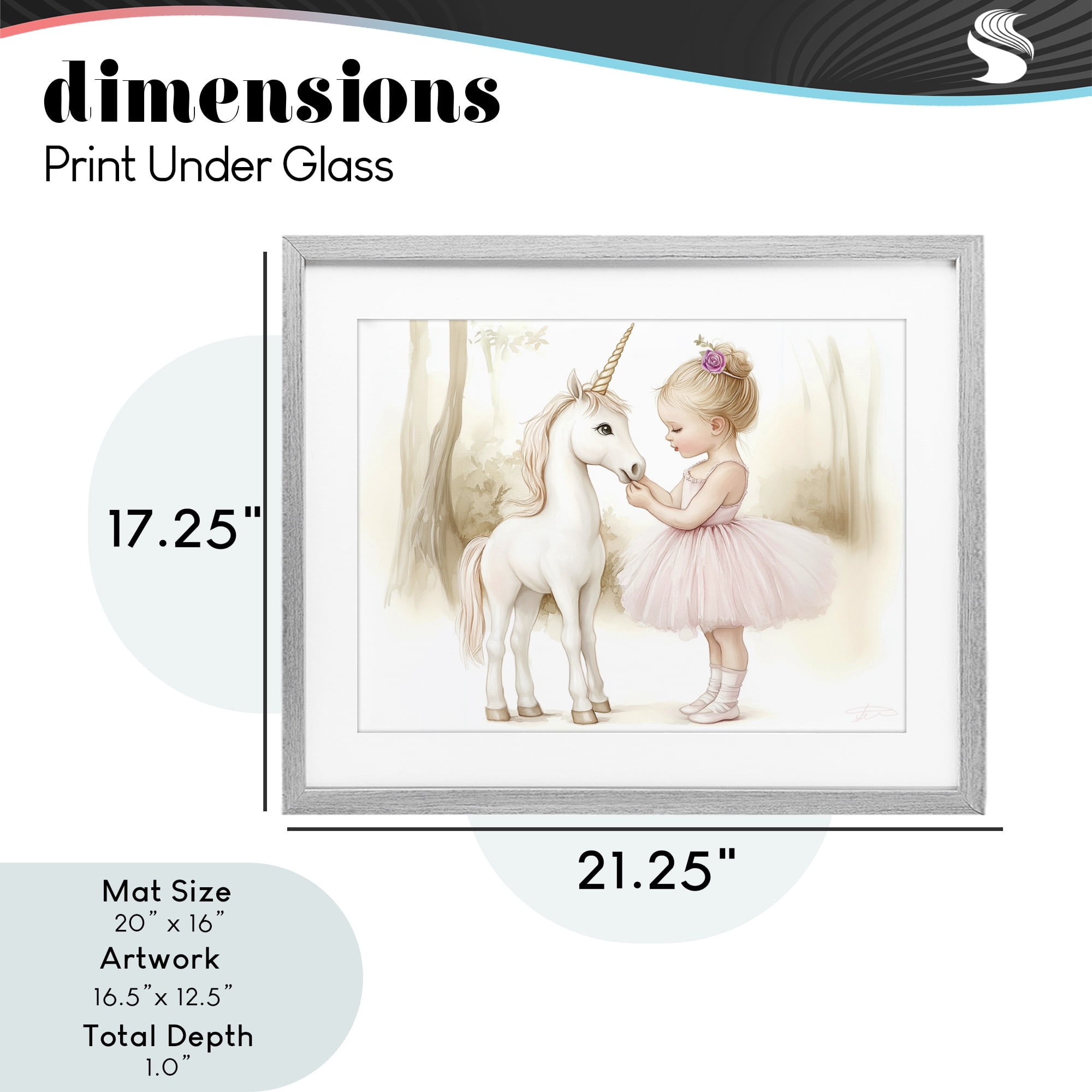 Stupell Industries Girl & Unicorn Friendship Gray Framed Print Under Glass, design by Whimsical Wonders