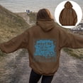 thumbnail image 2 of felwors Women's Ocean Graphic Oversized Pullover Hoodie Cotton Blend Casual Sweatshirt Brown for Size XXL, 2 of 7