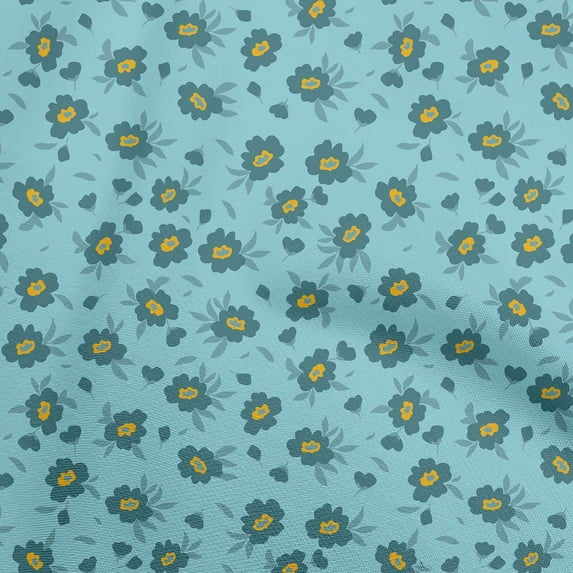 oneOone Rayon Sky Blue Fabric Leaves & Clover Quilting Supplies Print Sewing Fabric By The Yard 56 Inch Wide
