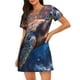 thumbnail image 1 of Balery Night Sky Turtle Camisón de manga corta con cuello redondo para mujer, cómodo y elegante., 1 of 6