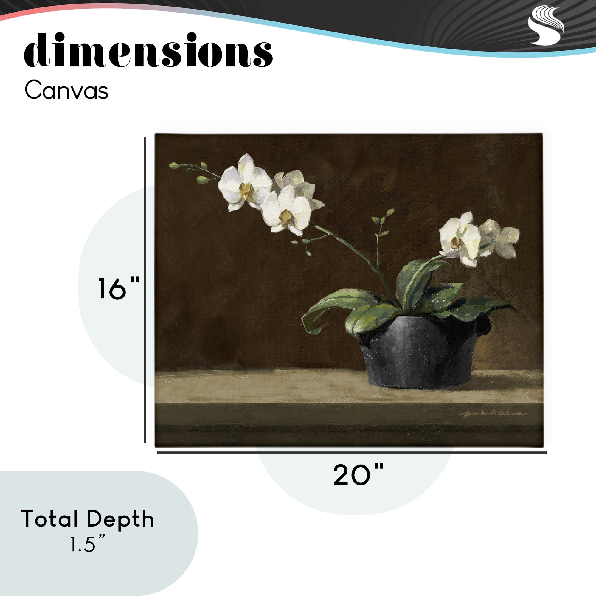Stupell Industries Potted White Orchid on Ledge Canvas Wall Art, design by Yumiko Ichikawa