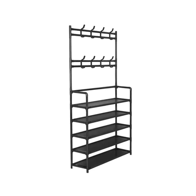 Zapatera y Perchero Rack Organizador 5 Niveles Zapato negro