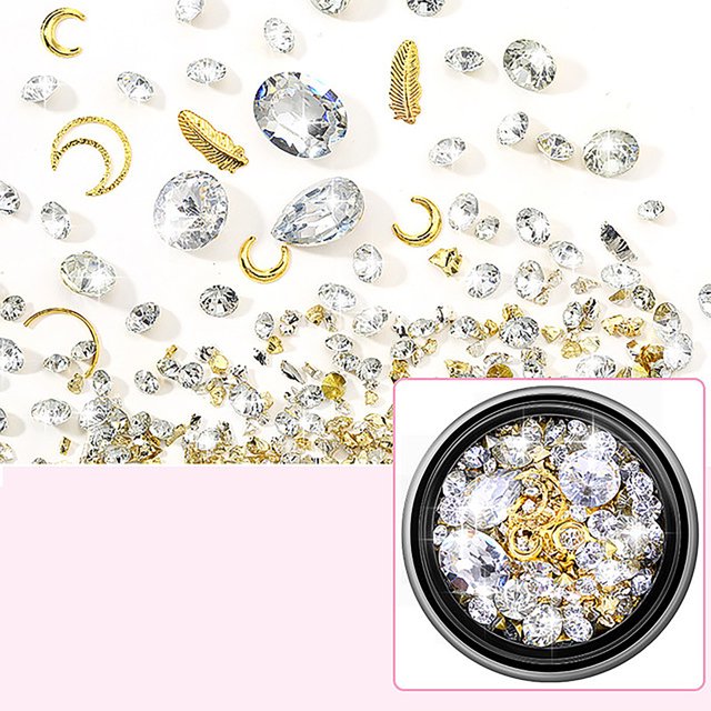 Ganfancp Nail Art Rhinestone Caja Grande Rhinestone Pequeño Naranja Metal Hueco Remaches Ofertas Flash Liquidación 1 Decoración de Uñas Locket