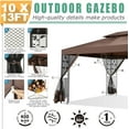thumbnail image 2 of COBIZI Pop-up Gazebo, 10' x 13' Outdoor Steel Double Roof Canopy, Metal Frame Pavilion with Mosquito Netting, Sunshade for Garden, Patio, Lawns, Brown, 2 of 6