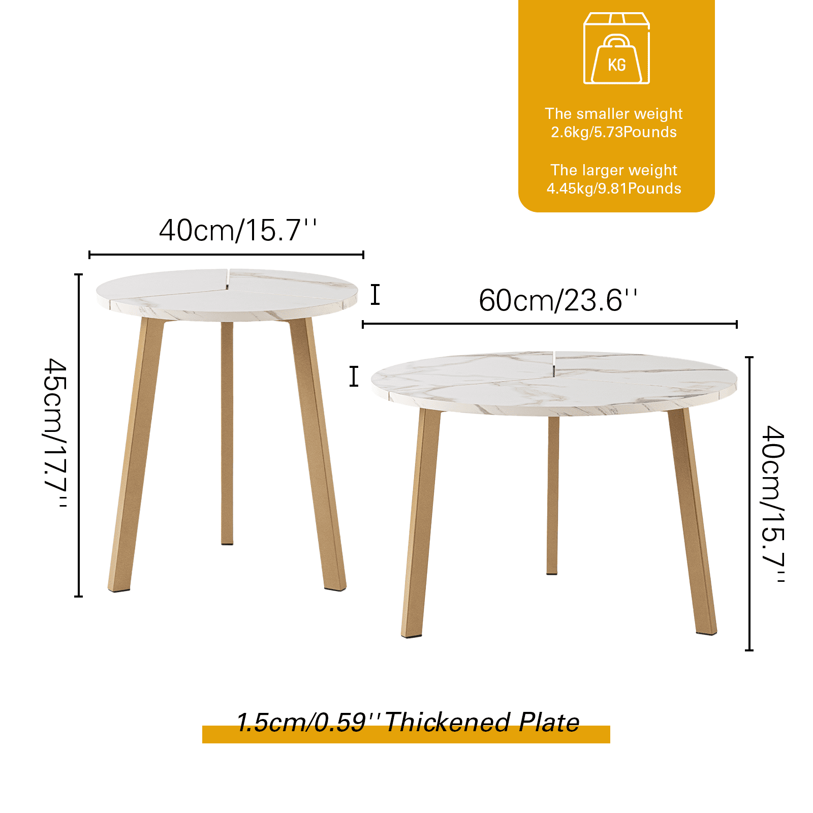 COSIEST Nesting Coffee Table Set of 2, Round Side Tables for Living Room, Space-Saving Design