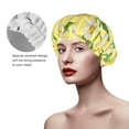 thumbnail image 4 of Kll Lemon Pattern Shower Cap & Bath Cap For Women,Reversible Oversized Waterproof Shower Caps For All Hair Lengths,Elastic Reusable Bathing Hair Cap, 4 of 9
