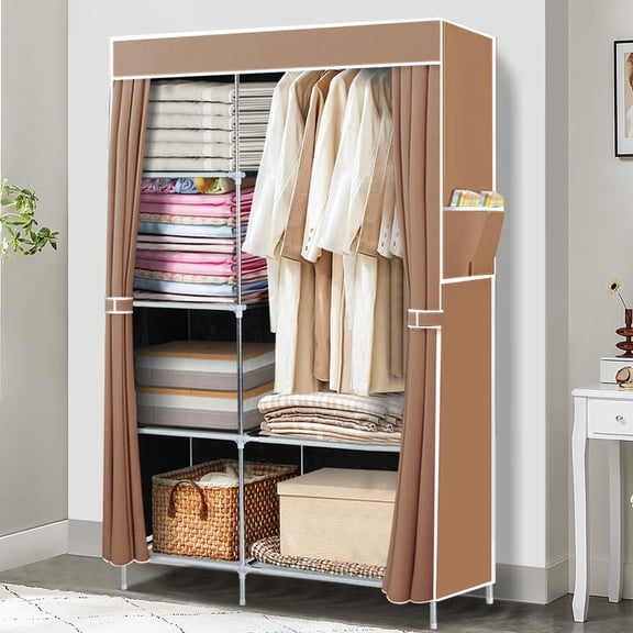 Portable Closet, Closet Storage with 6 Shelves, Clothes Rack with Waterproof Cover, Closet Organizer with Durable Metal Frame Wardrobe for Bedroom, 67x41x18 Inch