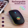 thumbnail image 2 of Ratón inalámbrico recargable, silencioso, portátil, Plug and Play, iluminado, para oficina, portátil, color negro mate, 2 of 6