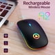 thumbnail image 2 of Ratón Plug and Play portátil, silencioso, recargable, iluminado, inalámbrico, para oficina, portátil, color negro mate, 2 of 6