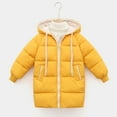 thumbnail image 2 of FRSASU Kids Clothing Thicken Warm Kids Down Coat Winter Hooded Long Boys Girls Cotton Down Jackets Outerwears Children Clothing Yellow 4-5 Years, 2 of 6