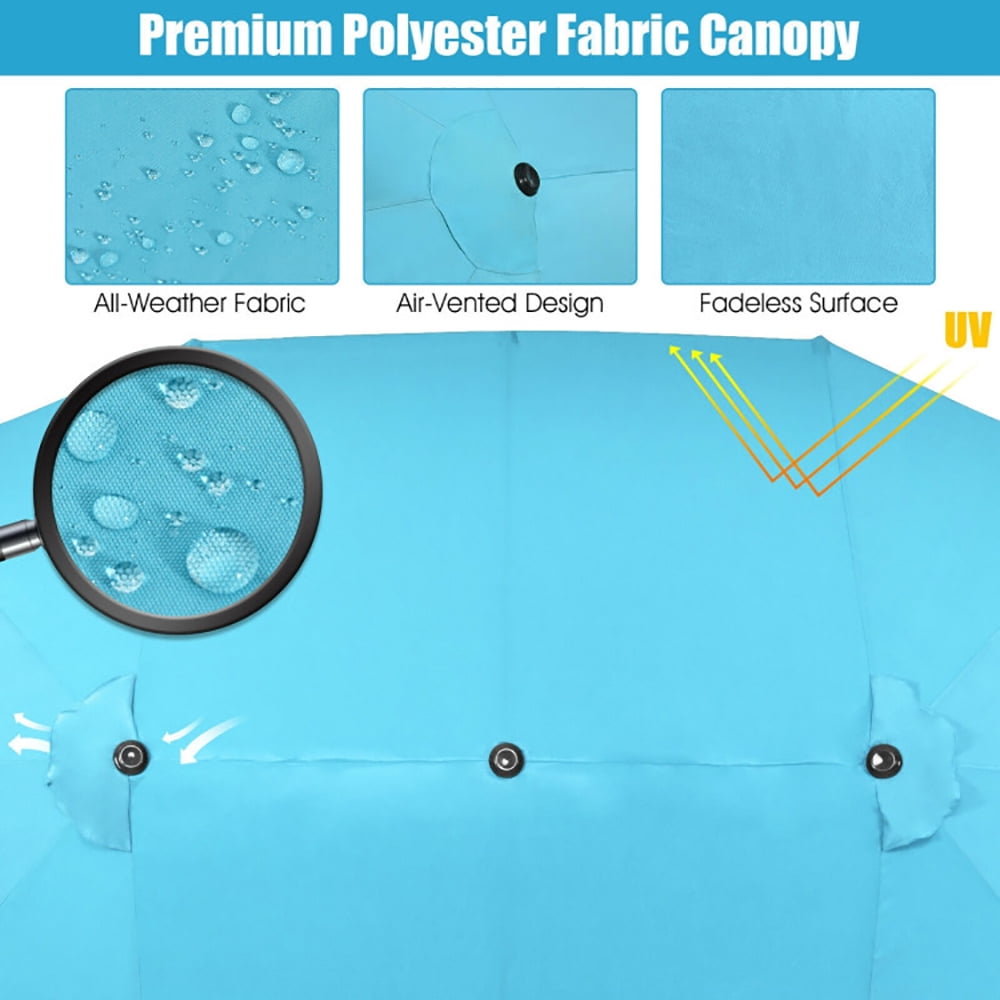 Aimee Lii 15 Feet Patio Double-Sided Umbrella with Hand-Crank System, Sunbrella Patio Umbrellas, Turquoise Aimee Lii 15 Feet Patio Double-Sided Umbrella with Hand-Crank System, Sunbrella Patio Umbrellas, Turquoise