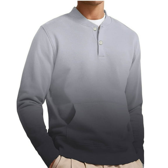 BXINGOHAI Men's Henley Shirts Long Sleeve Button Crewneck Sweatshirts Casual Pullover Shirts with Pockets Today Multicolor,3XL
