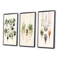 thumbnail image 3 of Designart "Boho Botanical Watercolor Hanging Houseplants IV" Abstract Botanicals Framed Wall Art Set Of 3 - Green Modern Frame Gallery Set For Office Decor, 3 of 6