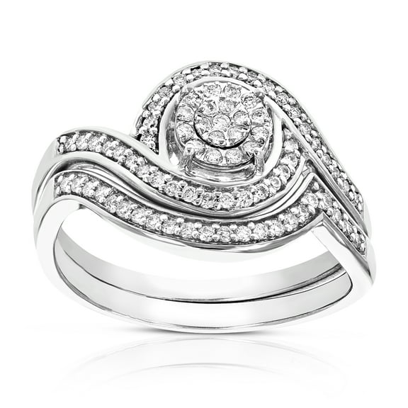 Vir Jewels 1/3 CTTW Lab Grown Diamond Wedding Bridal Set in Sterling Silver Female Adult