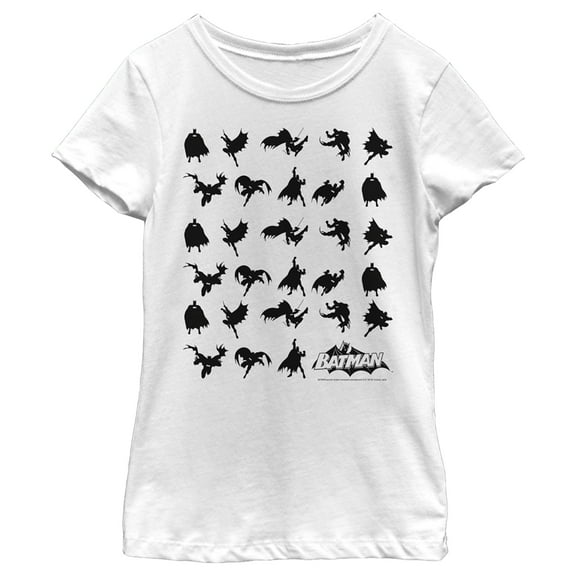 Girl's Batman Action Poses Poster Black  Graphic Tee White X Large