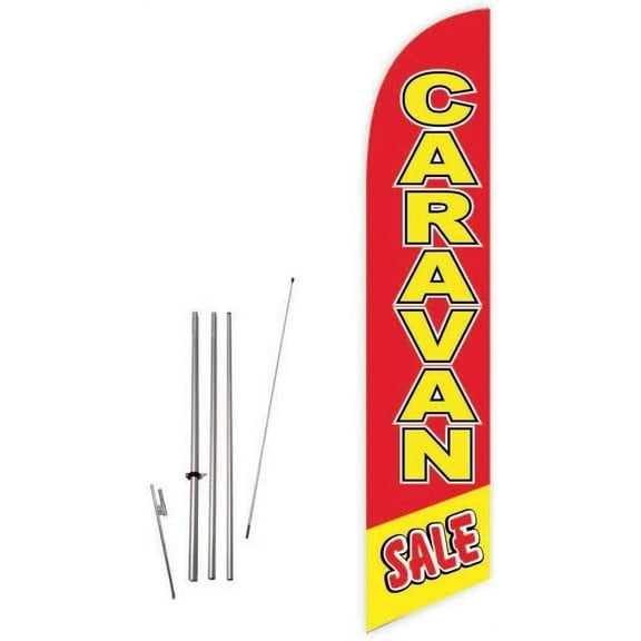 Cobb Promo Caravan Sale Red Feather Flag with Complete 15ft Pole kit and Ground Spike